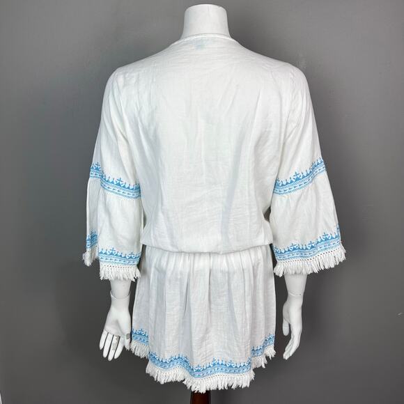 Melissa Odabash Dress Cover up Medium embroidered Tennis boho Martina white - Picture 9 of 14